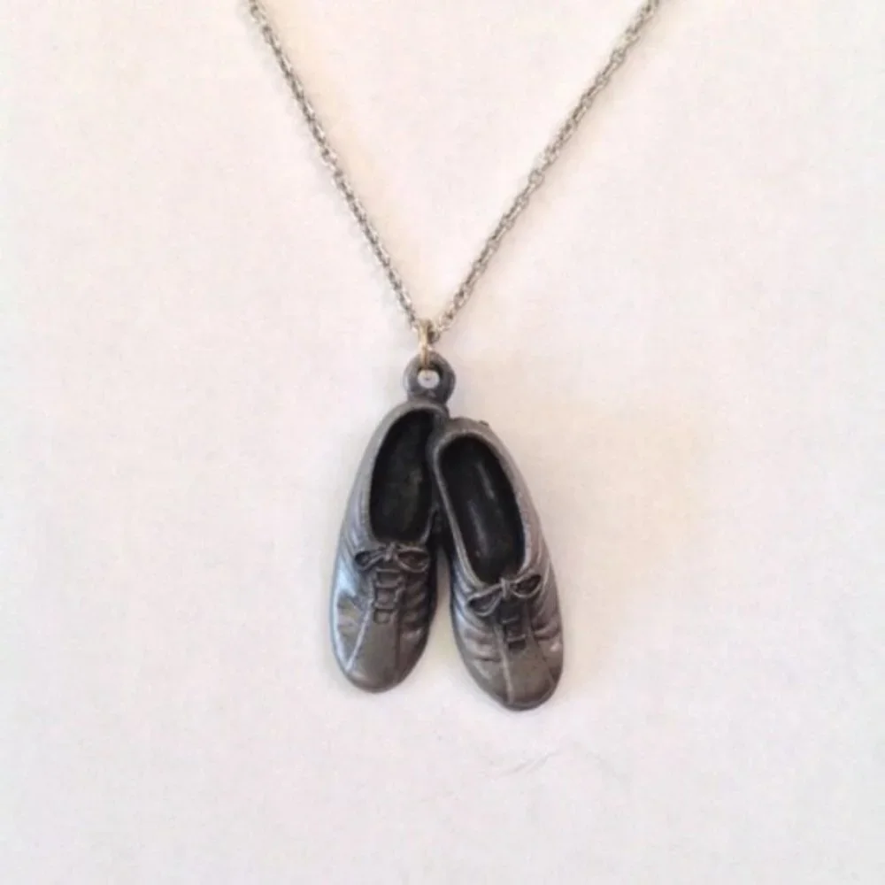 Jog For Your Life Sneakers Pendant Necklace Silver Womens Jewelry Holiday‎ Gift
